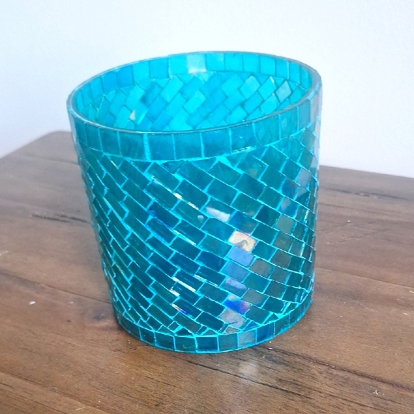 Blue Mosaic Glass Candle Holder - Picture 1 of 3